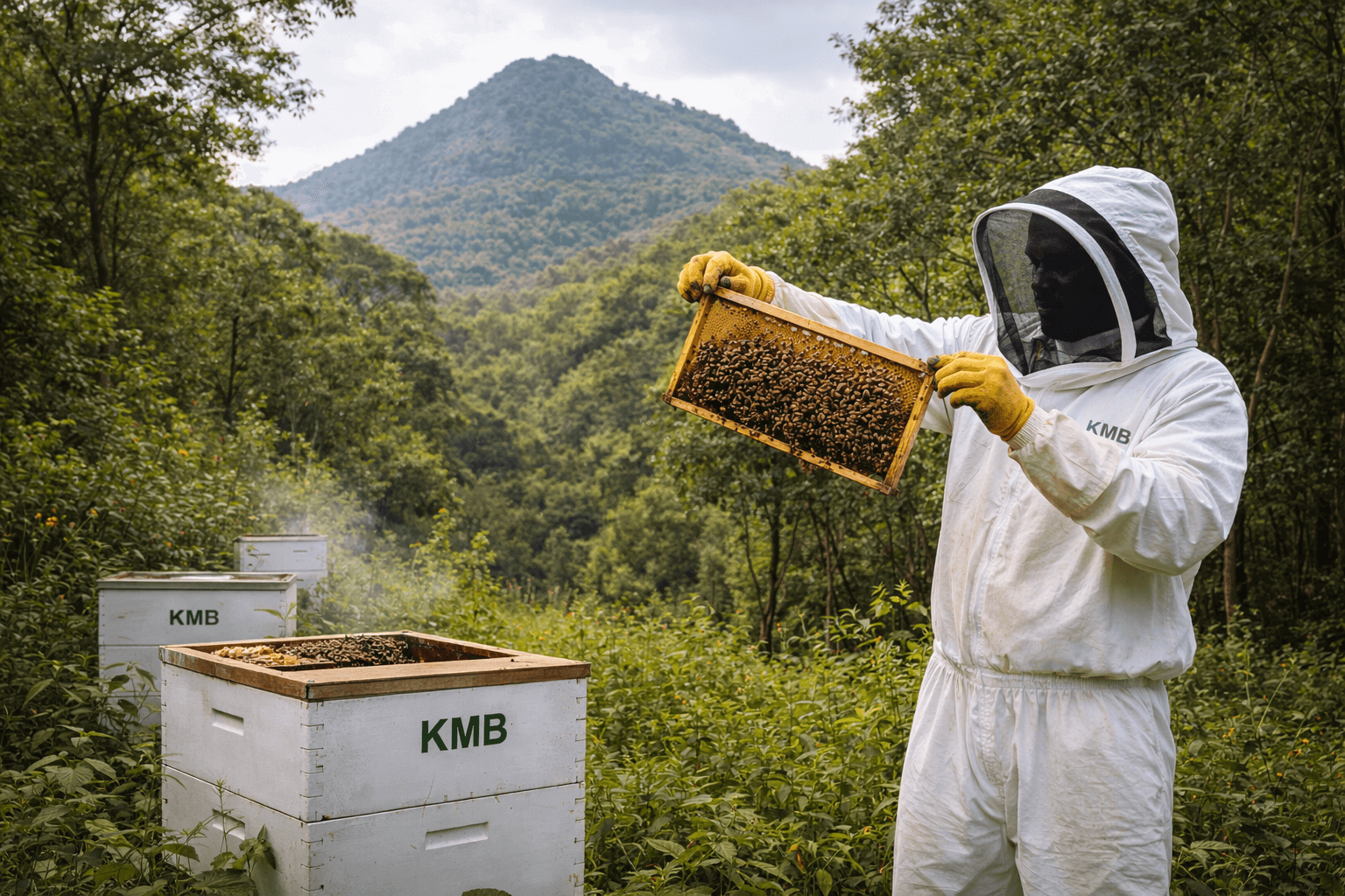 Beekeeper working